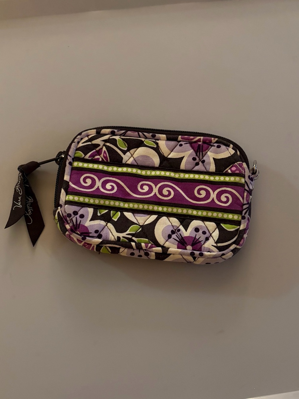 Vera Bradley Purple Floral Zip Around Wristlet Wallet Coin Purse Y2K